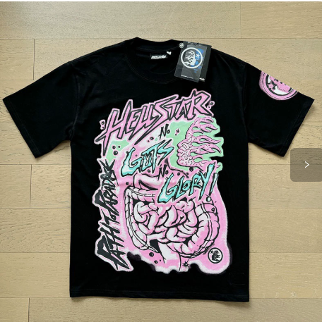 New Trendy H Hell Star Series Printed Double Yarn Pure Cotton Casual Unisex Summer Loose Short-Sleeve T-Shirt