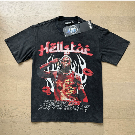 New Trendy H Hell Star Series Printed Double Yarn Pure Cotton Casual Unisex Summer Loose Short-Sleeve T-Shirt
