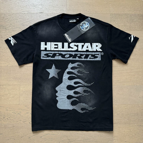 New Trendy H Hell Star Series Printed Double Yarn Pure Cotton Casual Unisex Summer Loose Short-Sleeve T-Shirt